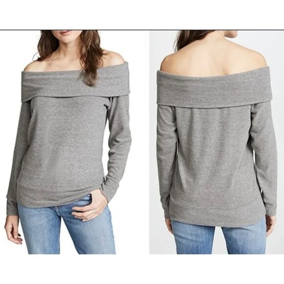 Cupcakes and Cashmere Brooklyn Off Shoulder Top‎ Long Sleeve Gray Size Large - Picture 1 of 11